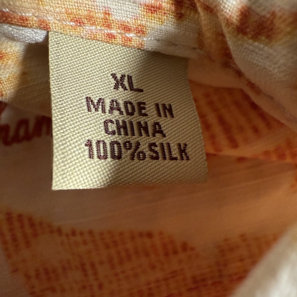 Tommy Bahama Shirt Mens XL Orange Floral Hawaiian 100% Silk Casual‎ Preppy Loose - Picture 10 of 11